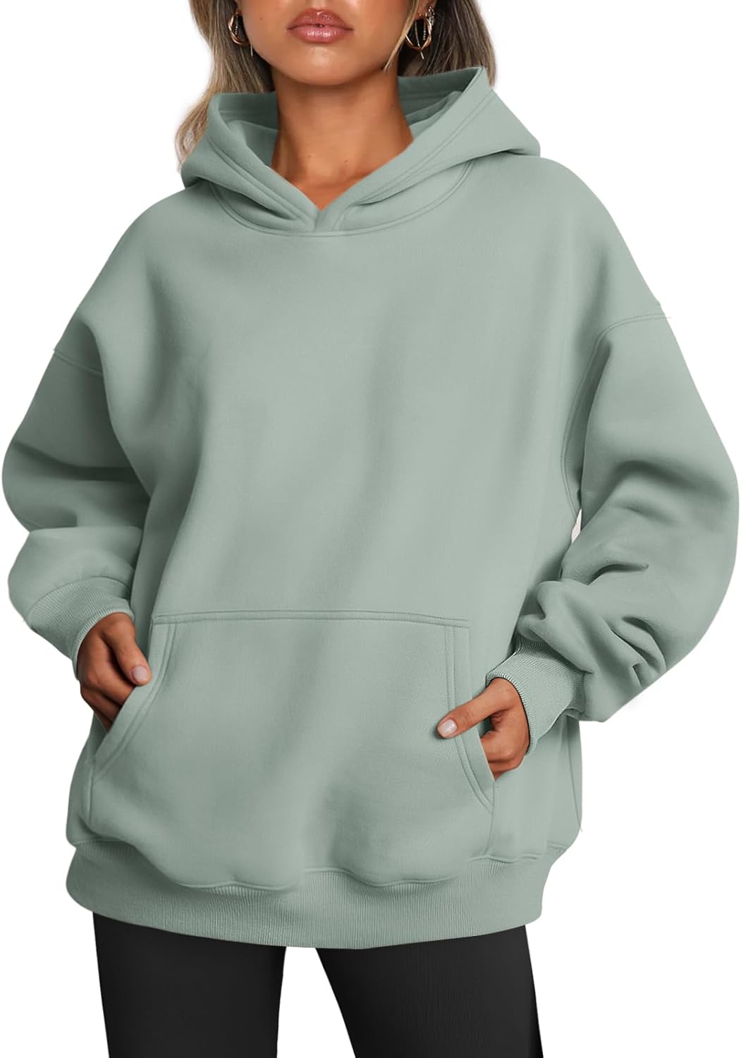 Trendy Queen Sudaderas con capucha de gran tamaño para mujer, sudaderas de felpa para mujer, suéteres de moda de otoño, suéteres de invierno | Gentle Skin Feel, Aesthetic Drop Shoulder, Large Kangaroo Pocket, Seamless Daily Outfit Match