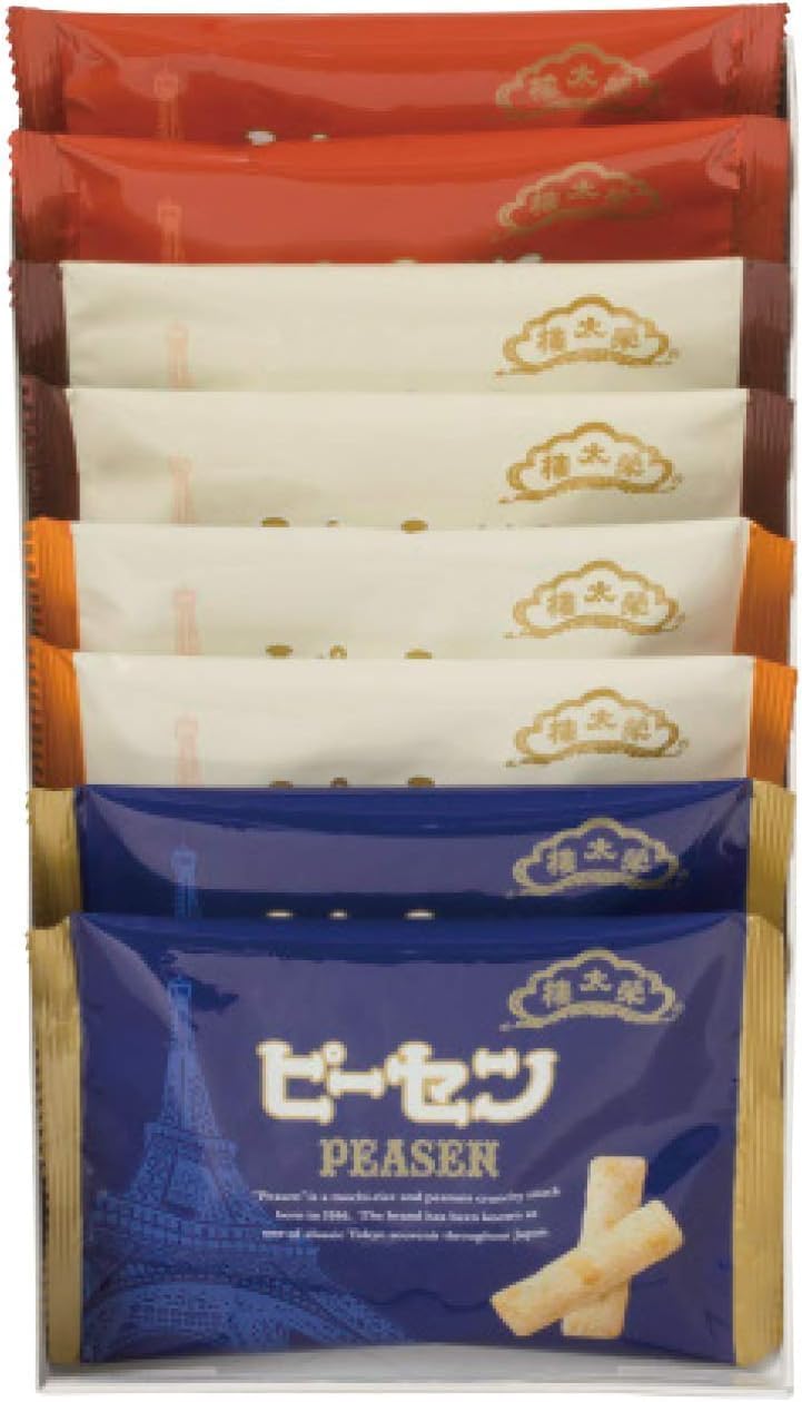 Maker Packaging, Eitaeimoto Pisen Assorted, 12 Bags, Fried Meal, Made with Glutinous Rice, 4 Bags of Peanuts, 4 Bags of Shrimp, 2 Bags of Black Pepper, 2 Bags of Cheese