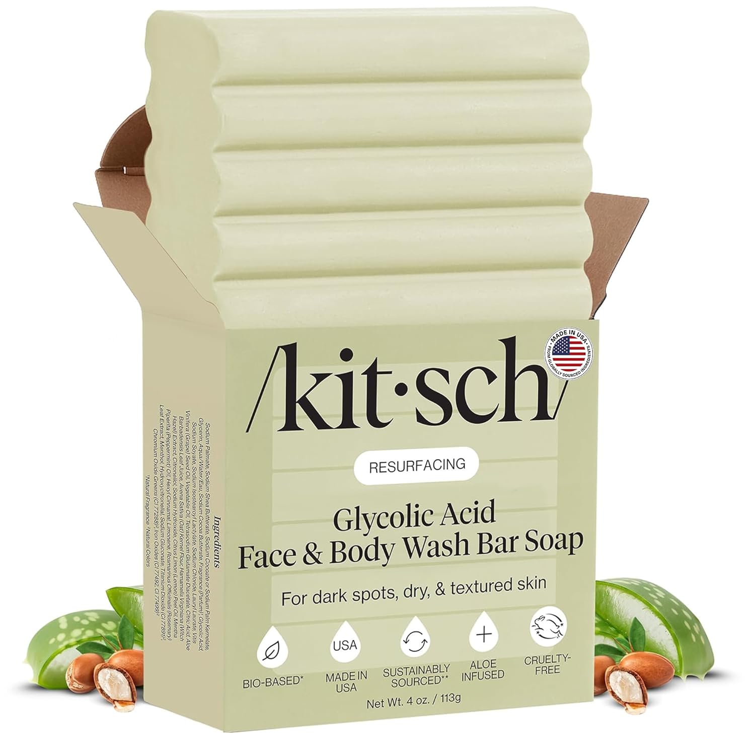 Kitsch Jabón corporal exfoliante de manteca de karité x diseño de Stormtrooper de Star Wars, jabón en barra hidratante y barra de jabón suave, hidrata, suaviza y calma la piel, sin parabenos, silicona