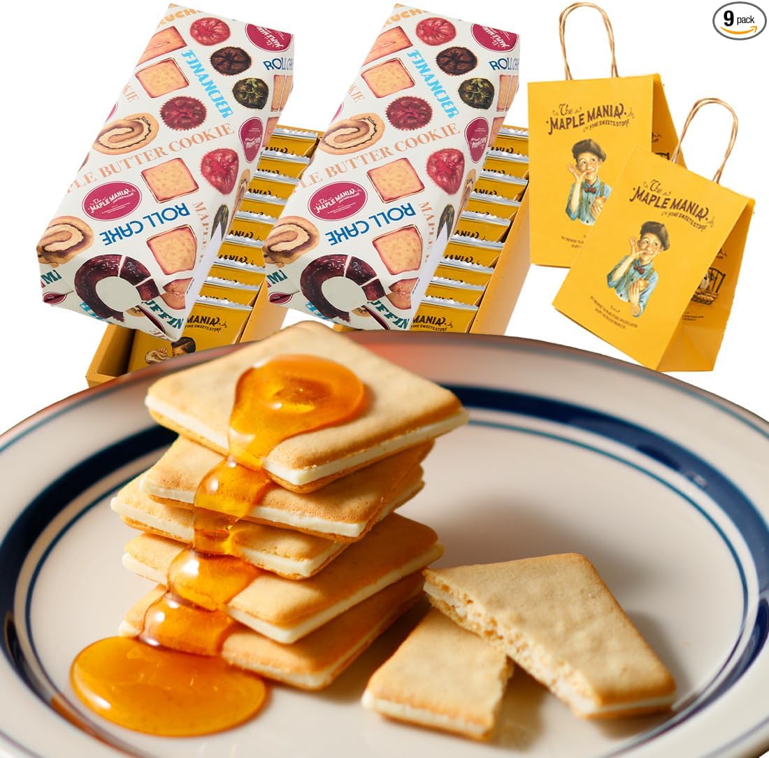 The Maple Mania Maple Butter Cookies, Sweets, Gifts, Tokyo Souvenirs, Individually Wrapped, Gift, Return, Home Celebration, Baked Goods, Retirement, Stylish, Adult (Pack of 18)