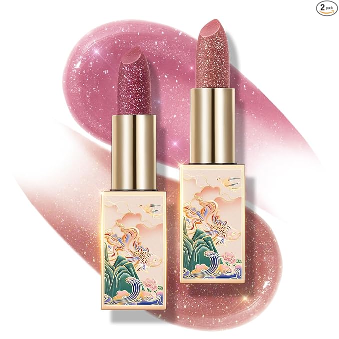 CATKIN Bálsamo labial tintado con purpurina para labios ultra hidratante, humectante labial, cuidado de labios con vitamina E nutritivo para labios agrietados y secos, 0.12 onzas, C15 Destiny, rojo