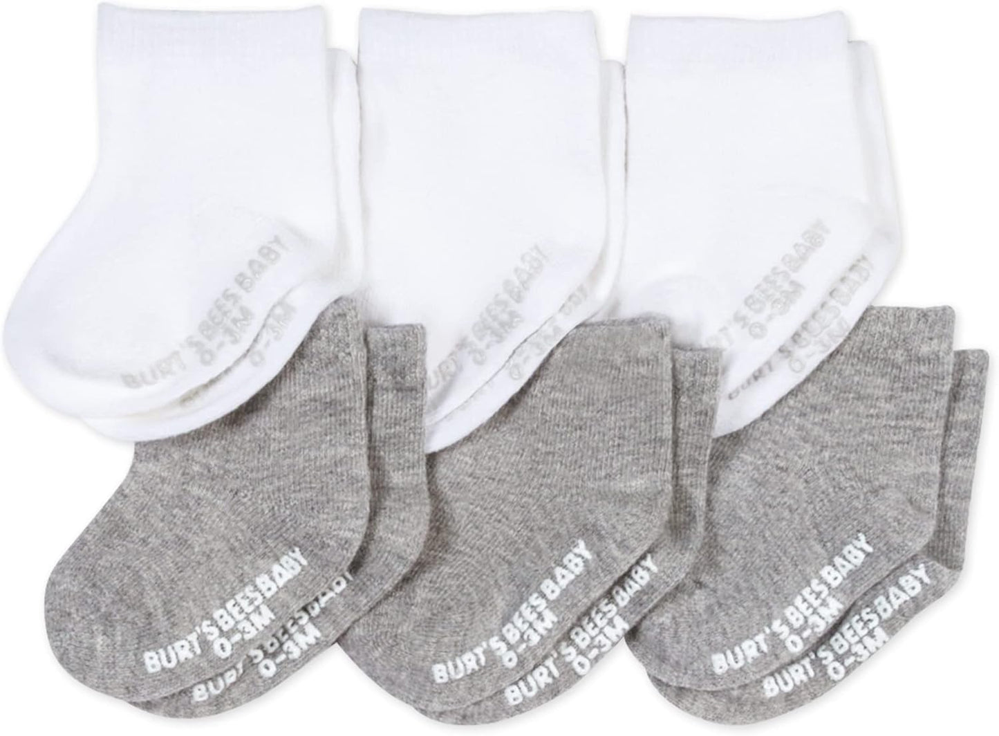 Burt's Bees Baby Calcetines de tobillo para bebés niñas con agarres antideslizantes (paquete de 6) | Soft, stretchy cotton blend ankle socks feature a stay-put ankle rib band and keep socks on feet