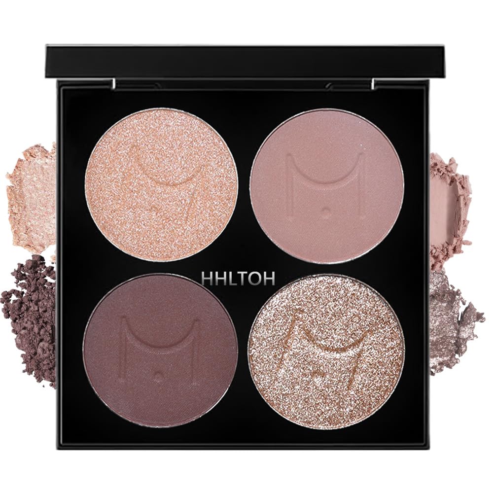 4 Colors Vanilla Nude Eyeshadow Palette, Light Beige Pink Ivory White Quads, Matte & Shimmer Soft Blendable Eye Shadow, Natural Everyday Makeup for Mature Skin, Vegan, Sombras de Ojos