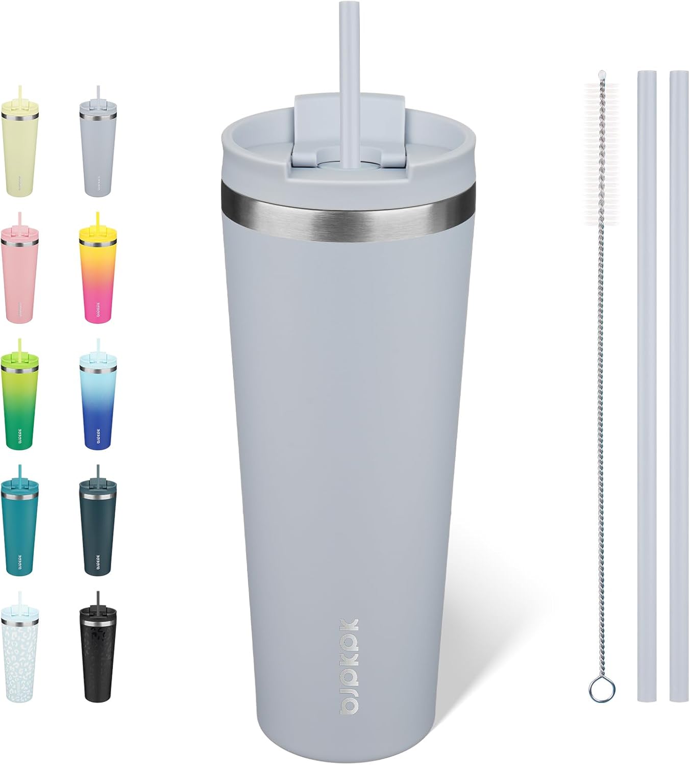 BJPKPK - Vaso de acero inoxidable con aislamiento, tapa y pajilla, taza de café para viaje, de 18 onzas, diseño de laguna