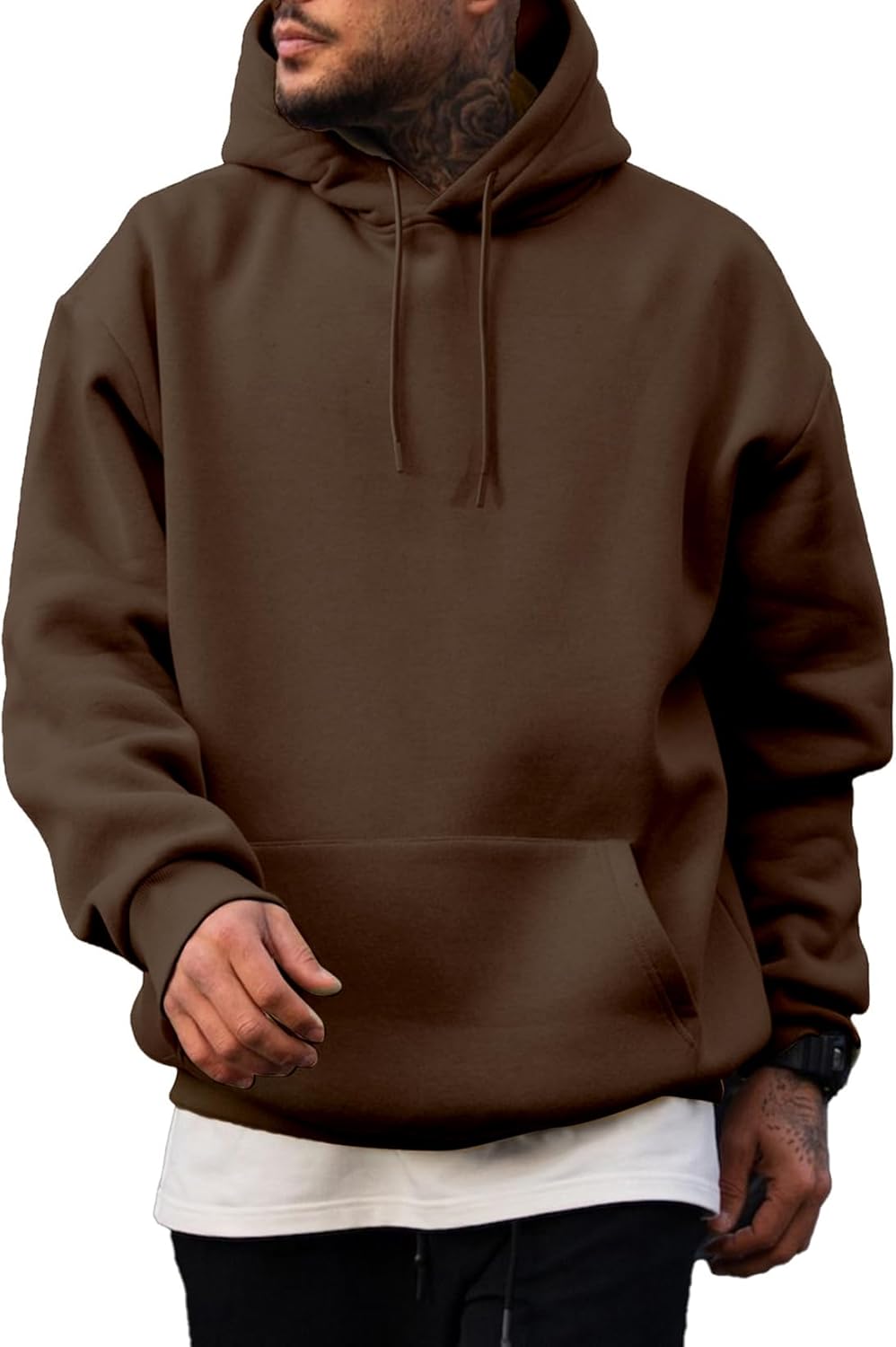 JMIERR - Sudaderas con capucha de manga larga para hombre, estilo casual, con cordón en el cuello, de algodón | Cómodo suéter con forro polar, capucha con cordón ajustable, bolsillo canguro, ajuste regular, lavable a máquina