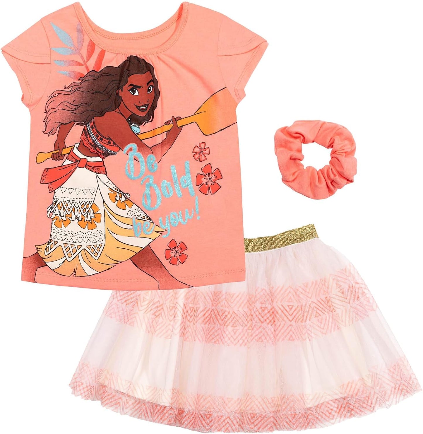 Disney Princess - Conjunto de camiseta y falda tutú para niña con coletero