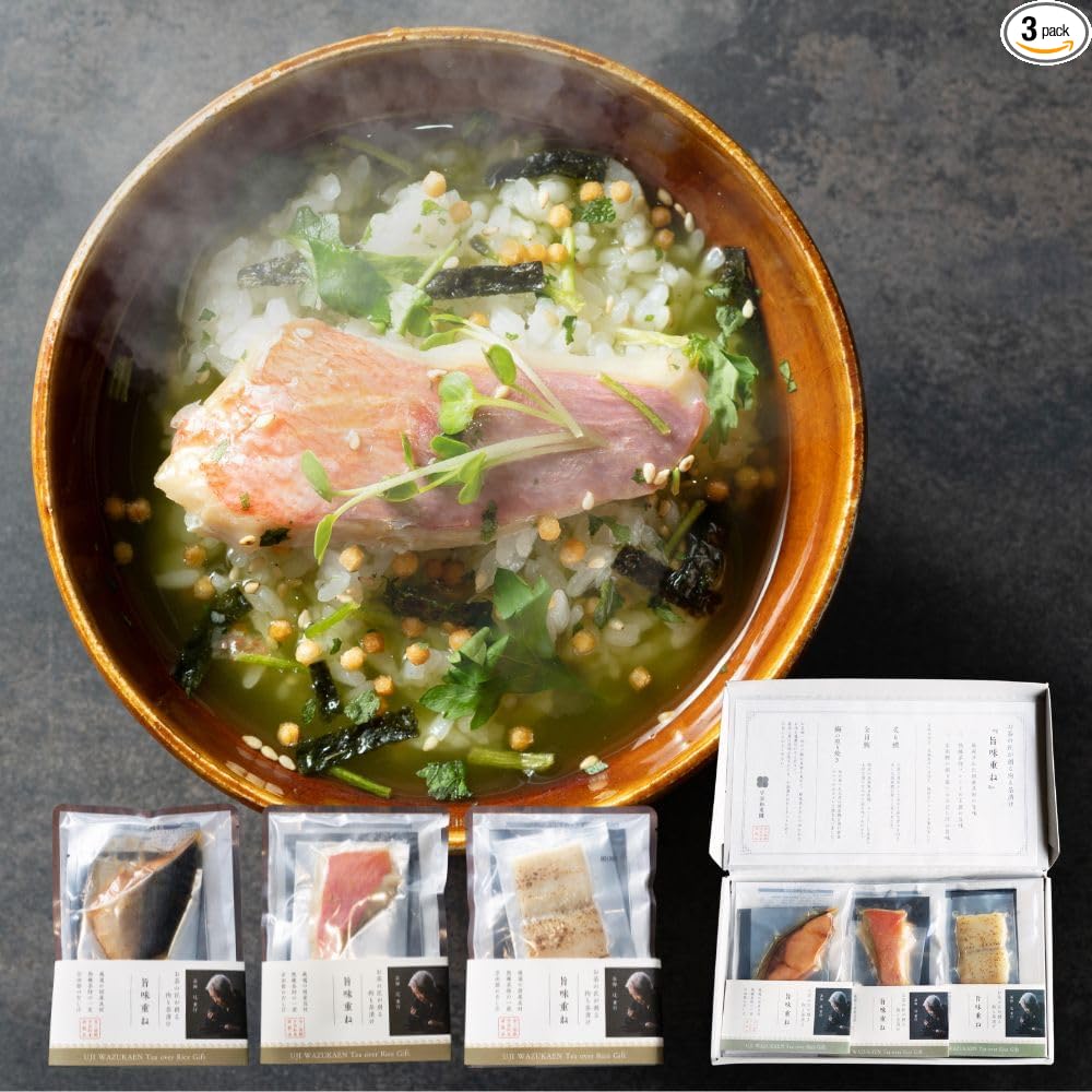 Yamashiro Bussan Ochazukey Tamaro Iri Premium Gift Seafood Gourmet ["Kodairicha Umajyugane"] 6 Meals (Kinmedai, Hamaguri, Grilled Haamo, Chicken, Buri, Anago) Domestic Tea Leaves Used (60 Years of Tea
