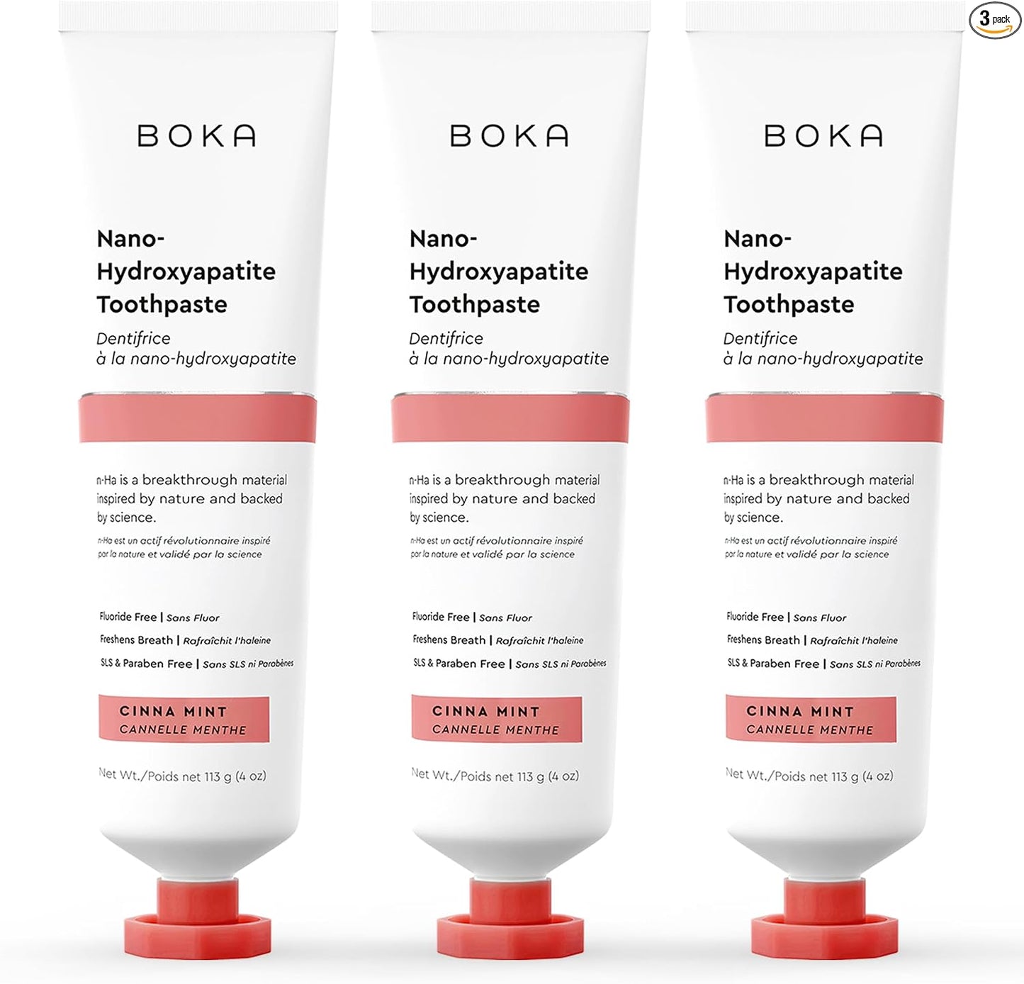 Boka Fluoride Free Toothpaste, Nano Hydroxyapatite Toothpaste, Appropriate for Sensitive Teeth - for Adult Oral Care - Ela Mint Flavor, 4 Fl Oz 1Pk