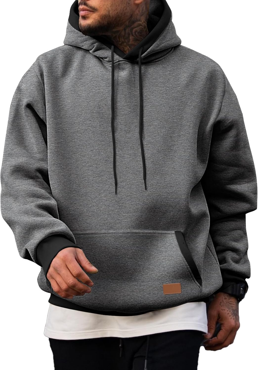 JMIERR - Sudaderas con capucha de algodón para hombre, casuales, de manga larga, con cordón, de forro polar, con bolsillos