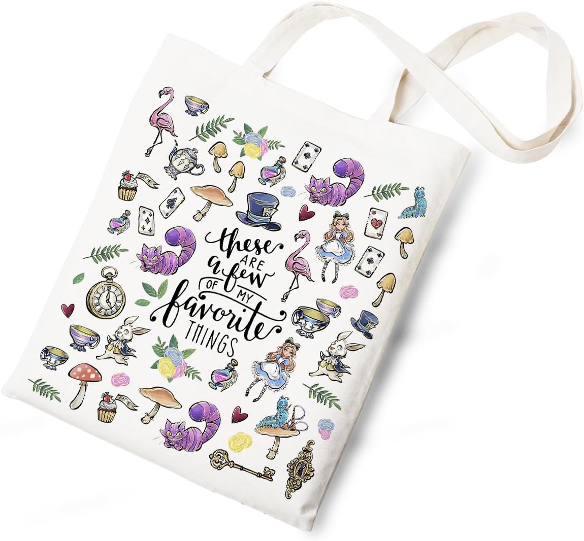 Silhouette of Alice Tote Bag Cotton Reusable Tote Shoulder Bag Fans Canvas Tote Bag For Gifts For Friends Fans