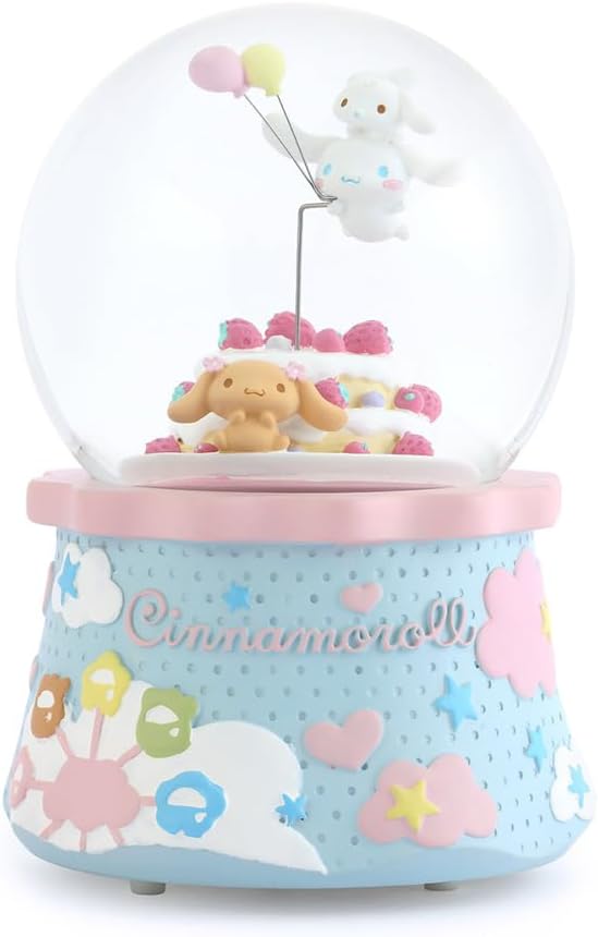 Sanrio Characters x JARLL KT22113-JP Cinnamon Roll Christmas Sleigh Snow Globe Music Box Interior Figurine Decoration Present Wedding Gift Birthday Approx. 7.1 inches (18 cm) Height