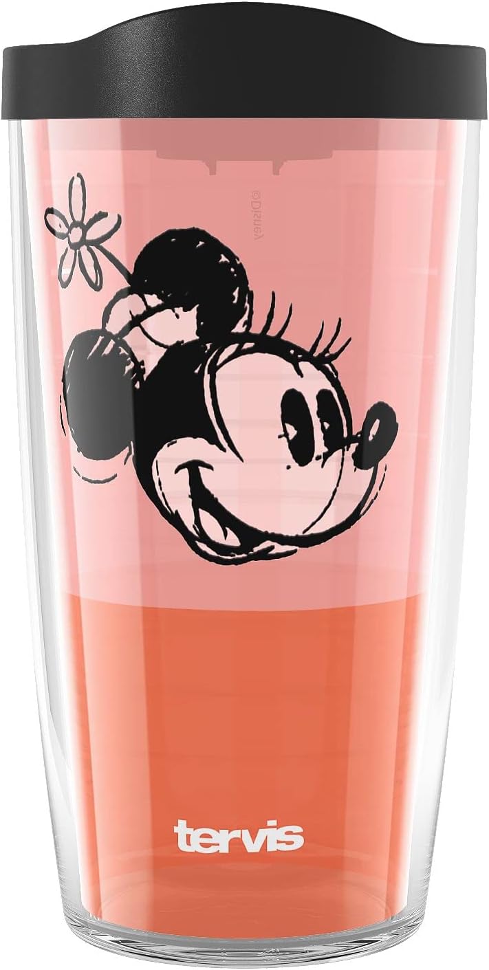 Tervis Disney Fundamentals Collection - Vaso aislado de doble pared hecho en Estados Unidos mantiene las bebidas frías y calientes, 16 onzas, paquete de 4, surtido