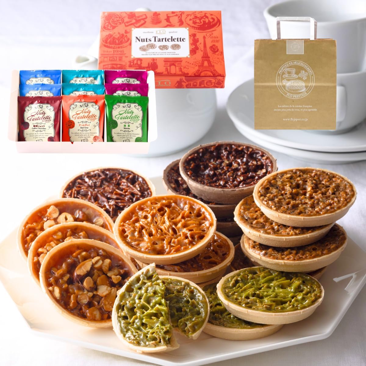 FLO PRESTIGE 6 Types of Tartlets Gift Medium Box of 15 with Carry Bag
