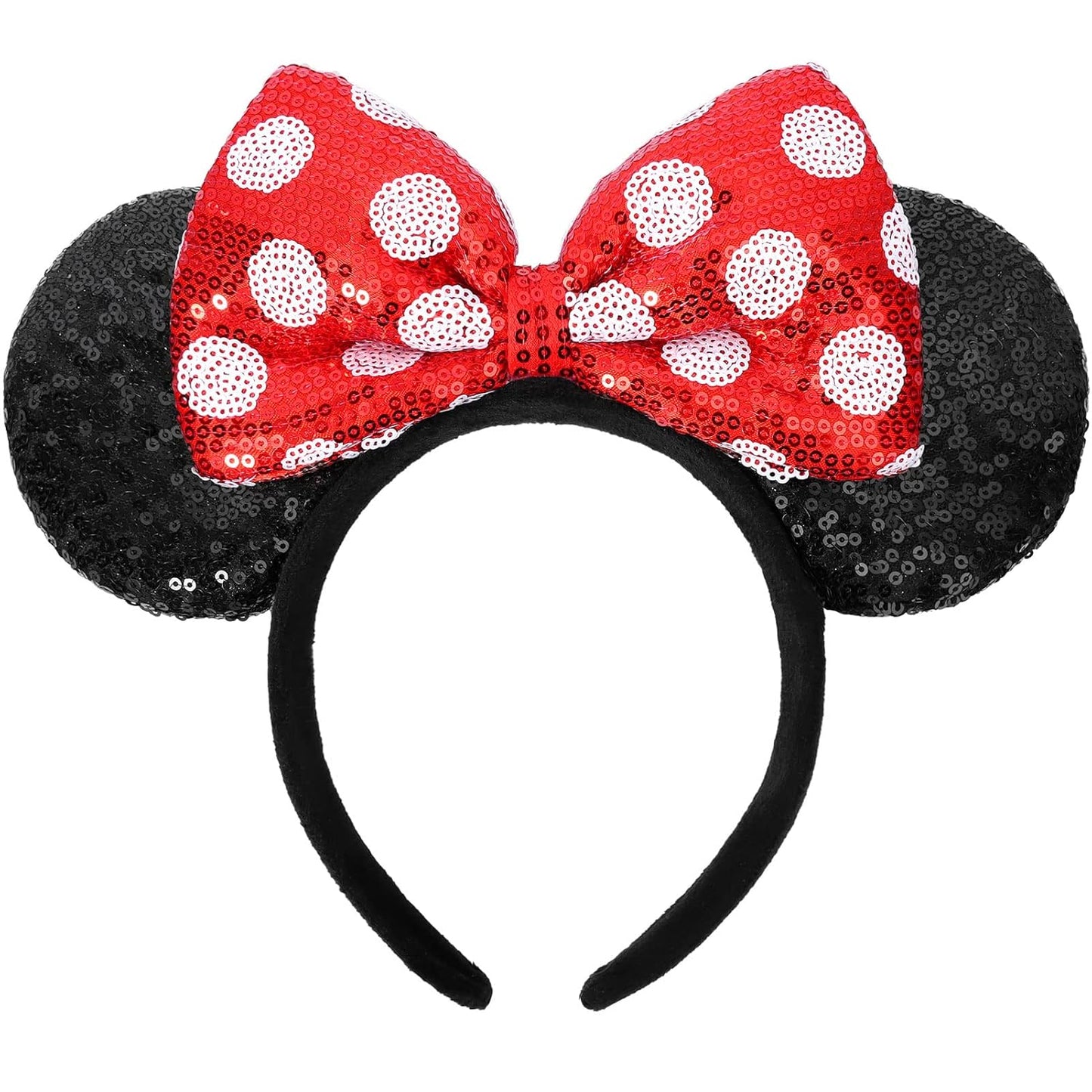 UNSPAZ Diadema de orejas de ratón, orejas de ratón para mujeres y niñas con perla, orejas de parque para viajes, decoraciones de cumpleaños, accesorios para el cabello (azul bebé)