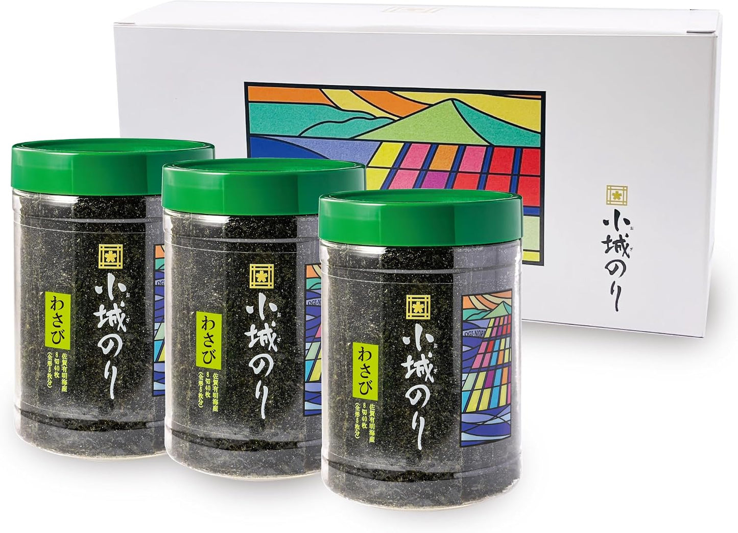 Koagi Oori Wasabi Seaweed, 8 Pieces, 40 Pcs, Seasoned Seaweed, Produced in Ariaki Seaweed, Saga Prefecture, Premium Quality Rice Gourmet