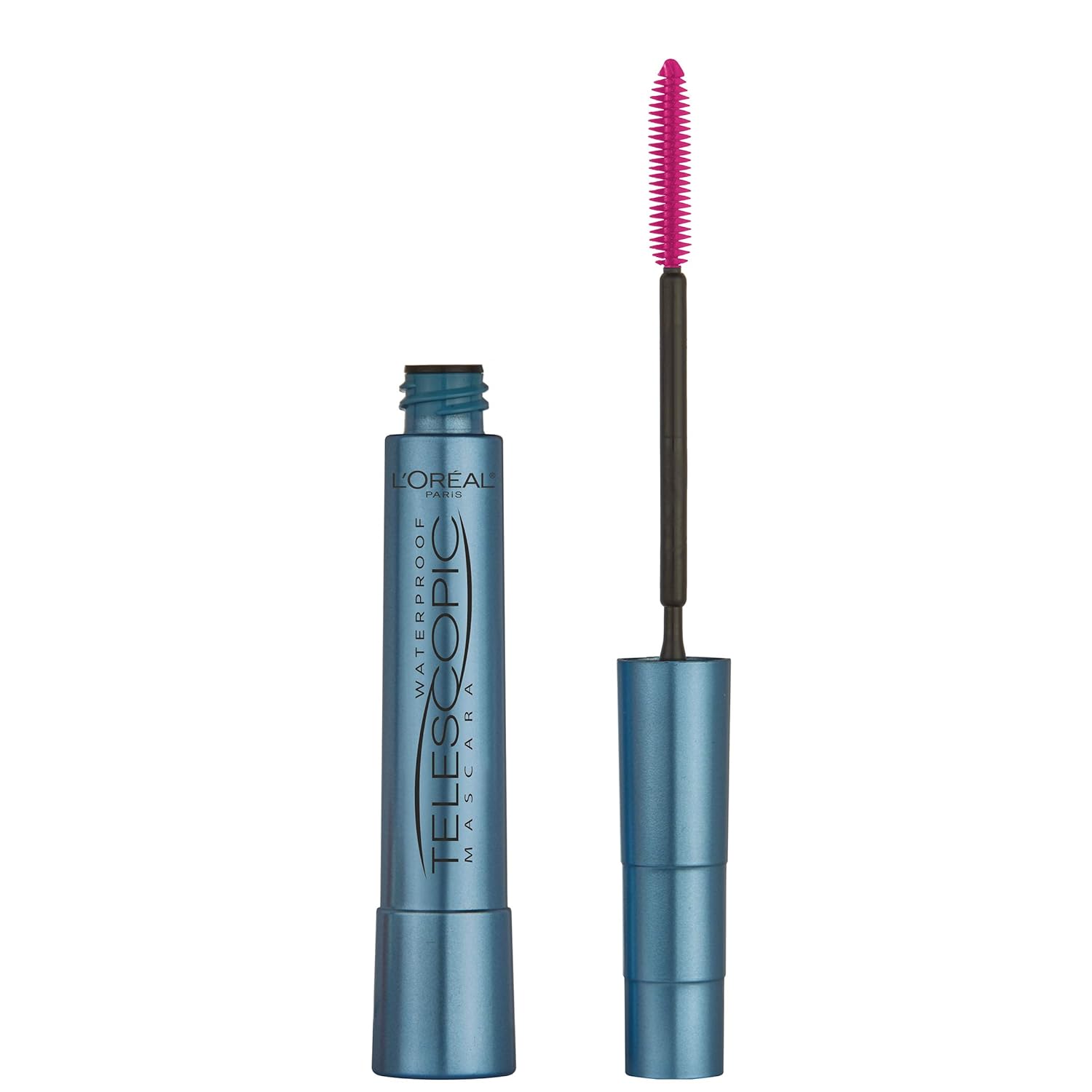 L'Oreal Paris - Máscara de alargamiento de pestañas, maquillaje telescópico original, con cepillo de doble precisión para separar pestañas, lavable, marrón negro, 8 mL, paquete de 1