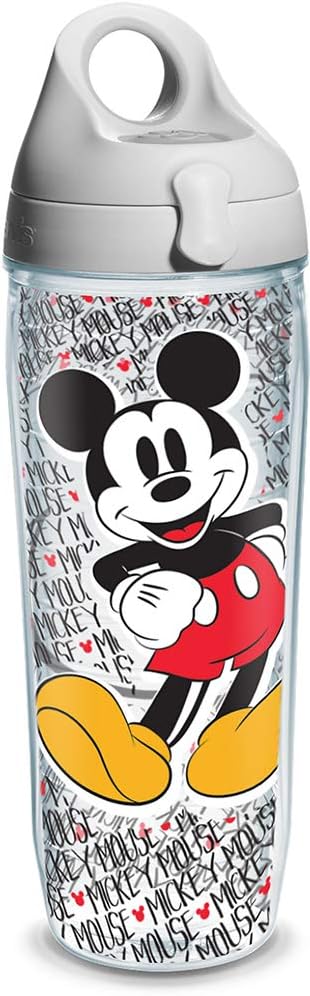 Tervis Disney - Vaso con estampado de nombre de Mickey Mouse con envoltura y tapa roja, 24 onzas, transparente, 1 unidad (paquete de 1)