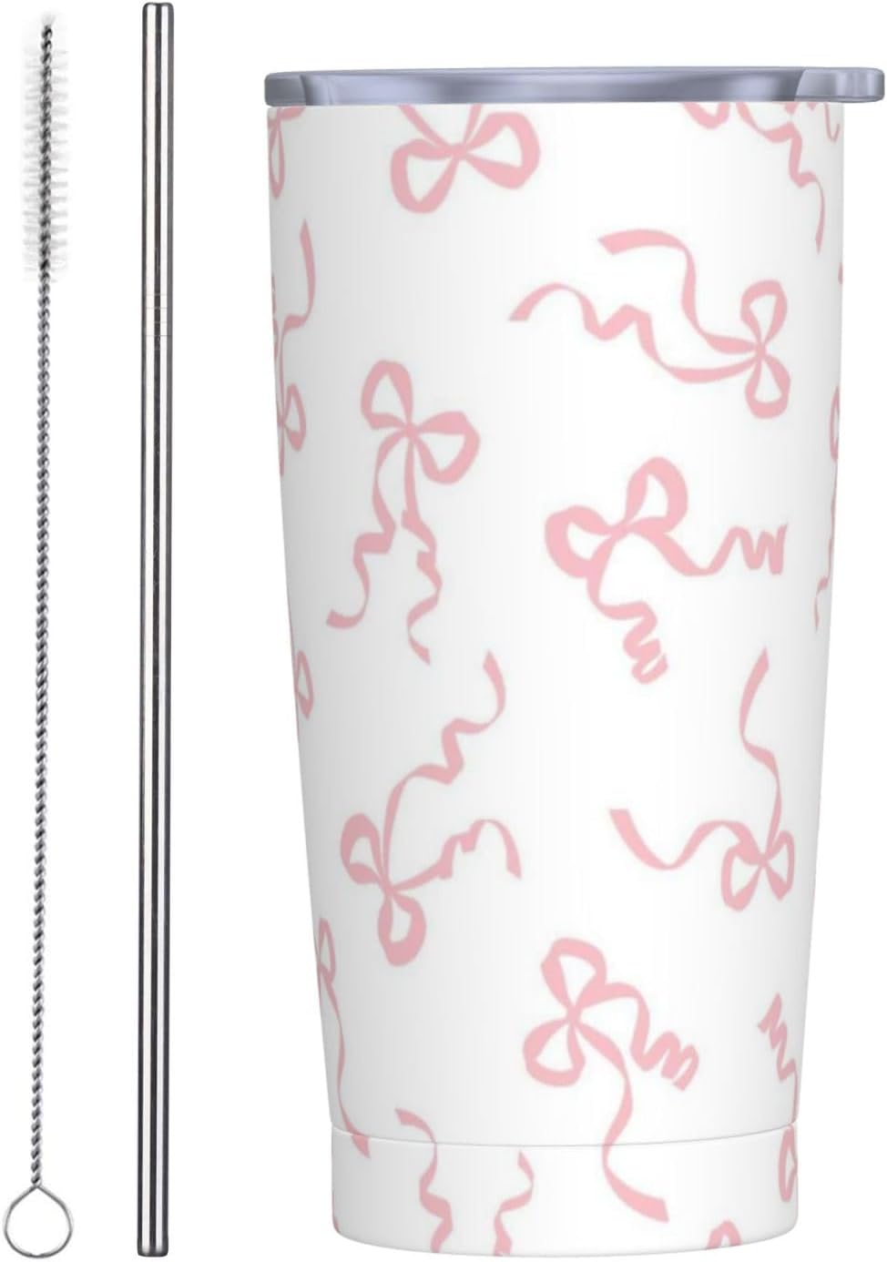 Dragonfly - Vaso de 20 onzas con tapa y popote para mujeres y hombres, taza aislada con diseño de libélula rosa y azul, para amantes de los animales, vaso de acero inoxidable de doble pared