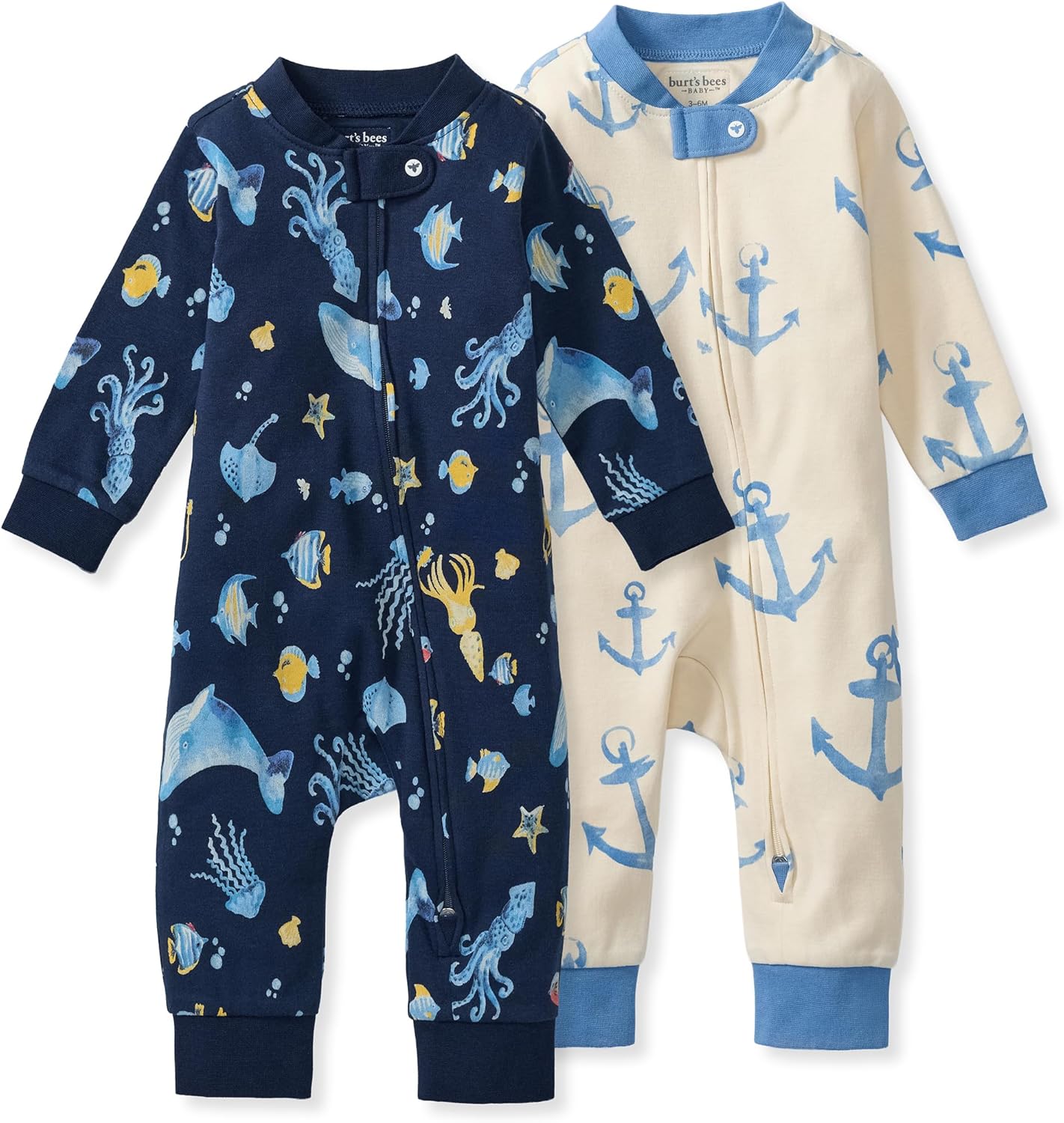 Burt's Bees Baby Pijama unisex para dormir y jugar, pijama de una pieza con cremallera sin pies | Soft organic cotton footed sleep & play features a loose, relaxed fit and 2-way zipper for easy nighttime changes