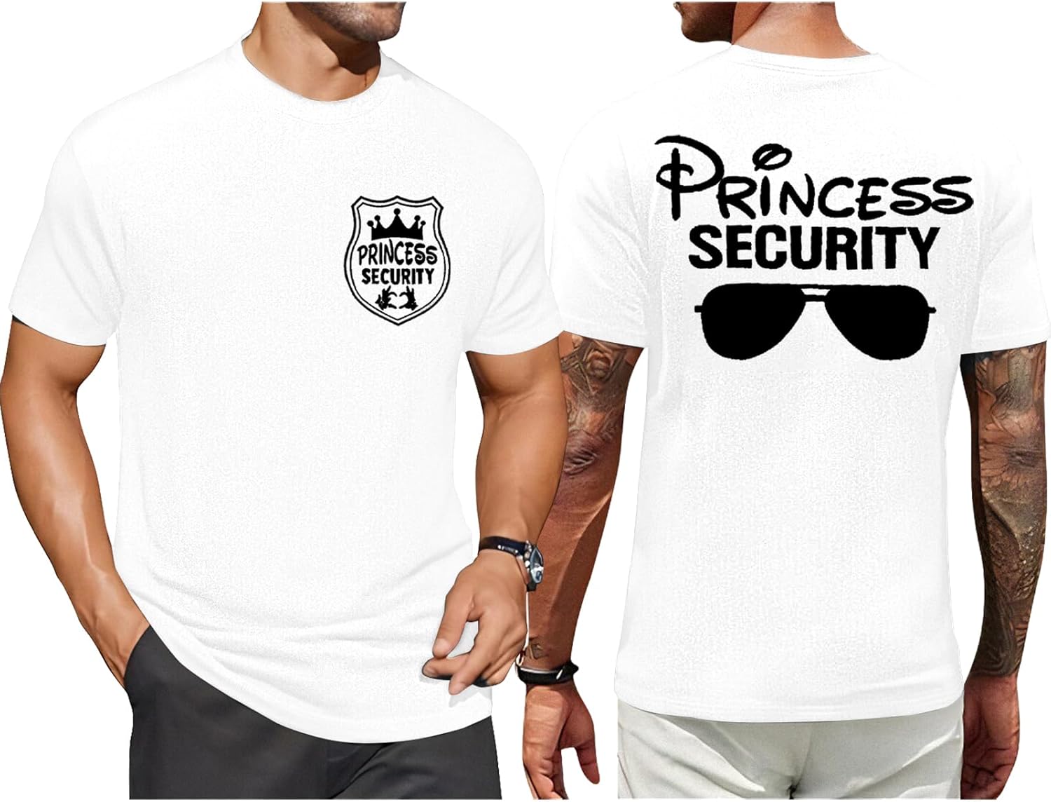 FRYAID Camiseta del Equipo de Seguridad de Princesas para Hombres Camiseta Mágica Reino Mágico Camisetas Papá Fiesta de Cumpleaños Viaje Familiar Tops de Manga Corta