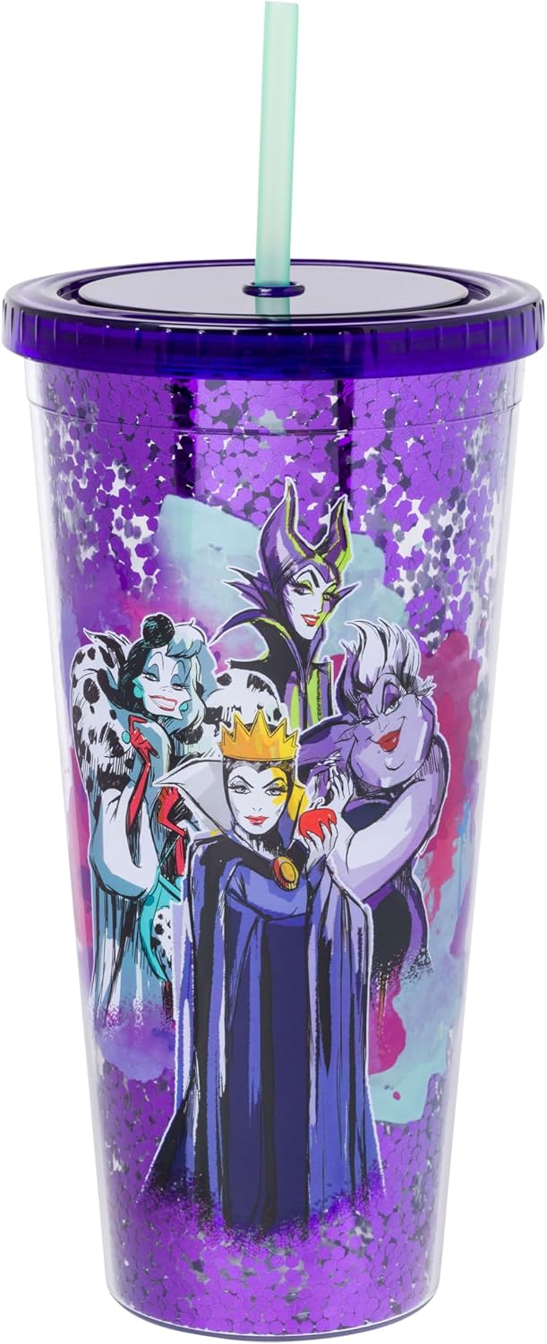 Silver Buffalo Disney Lilo and Stitch Ohana - Vaso de plástico con tapa y pajilla, 32 onzas