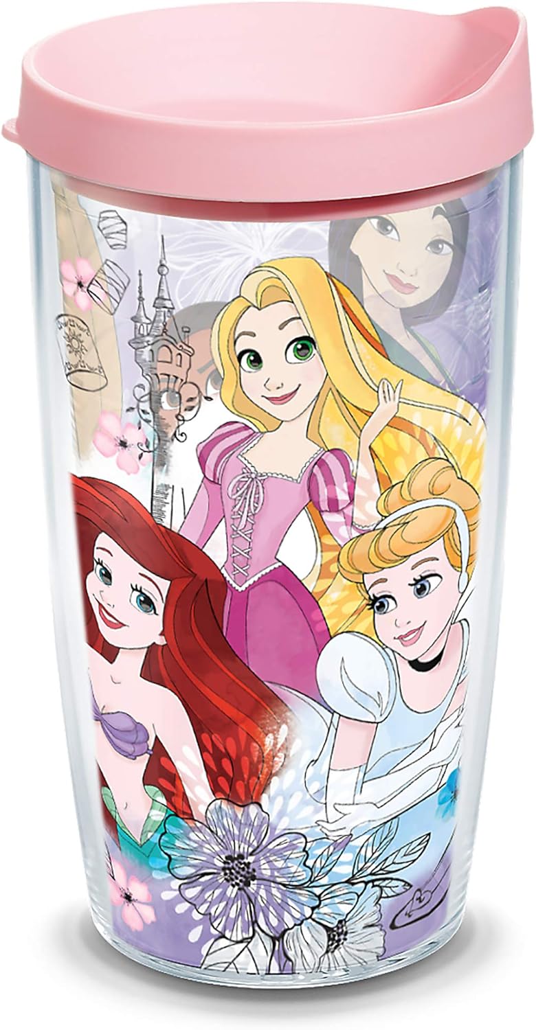 Tervis Venture Lite Disney - Vaso aislado de doble pared hecho en Estados Unidos, diseño Princess Paradise, mantiene las bebidas frías y calientes, botella para agua, 24 onzas, clásico
