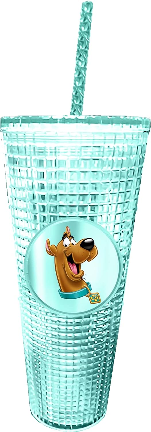Spoontiques Peanuts Vaso de diamantes, 20 oz - Vaso texturizado con pajita, aislamiento de doble pared, sin BPA - Snoopy