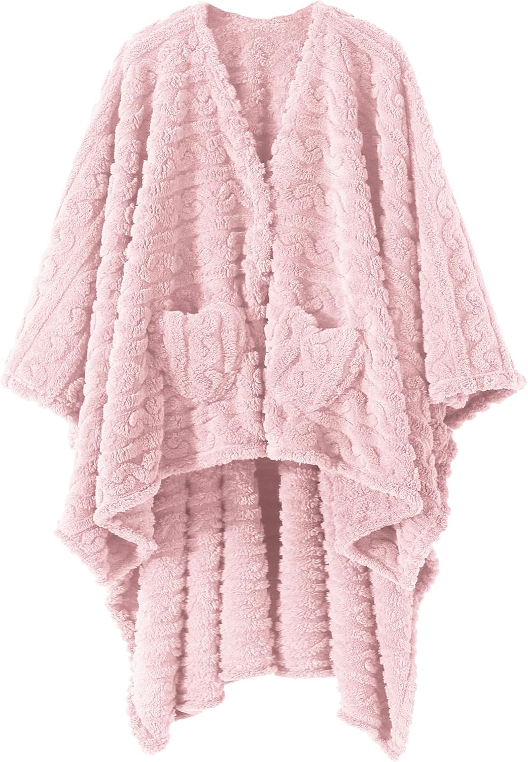 Manta de Poncho para adulto, acogedora manta de forro polar Sherpa con bolsillos para la oficina y el salón (verde, 58 x 64 pulgadas)