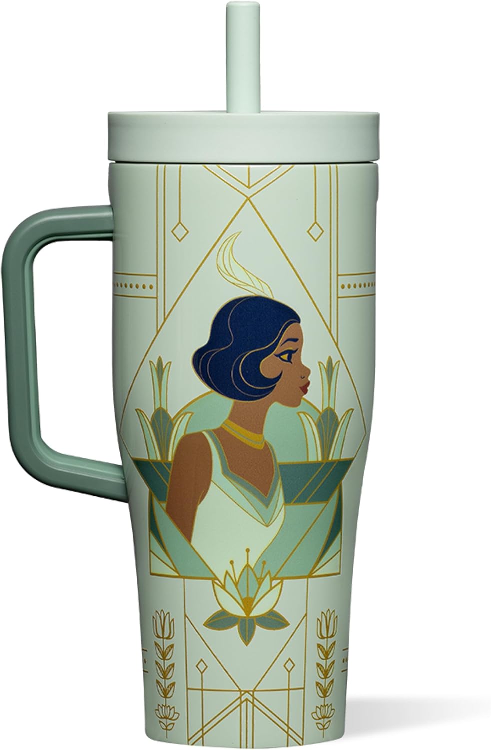 Corkcicle Cruiser - Vaso aislado con asa y pajilla, mantiene las bebidas frías 20 horas, triple aislamiento, regalo de verano, mantiene las bebidas heladas, 40 onzas, Princesa Ariel