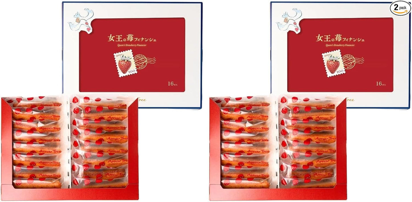 [Official] Arrow Tree Christmas Gift Amaou Queen Strawberry Financiers (16 pieces) Assortment Popular Confectionery Sweets Strawberry Financiers Individual Packaging Present Gift in Return Inner