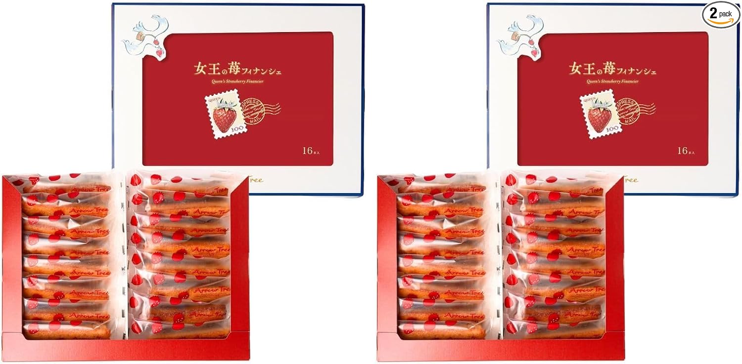 [Official] Arrow Tree Christmas Gift Amaou Queen Strawberry Financiers (16 pieces) Assortment Popular Confectionery Sweets Strawberry Financiers Individual Packaging Present Gift in Return Inner