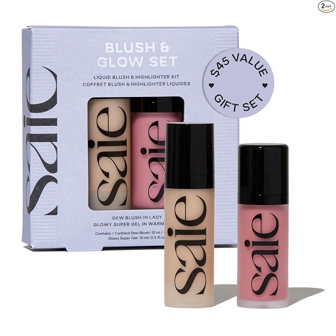 Saie Mini Dew Liquid Blush for Cheeks - Hydrating Cream Blush Stick with a Blendable + Buildable Formula - Skincare Infused Dewy Cheek Tint for a Natural Flush - Clean, Vegan Makeup - Sweetie (.24 oz)
