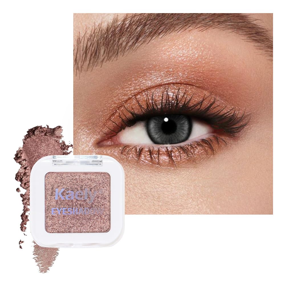 Kaely Maquillaje de sombra de ojos individual prensado, marrón nude claro mate altamente pigmentado, paleta de sombras de ojos monocromáticas altamente pigmentadas, mini sombra de ojos en polvo neutro impermeable, sombras para ojos, ligero mezclable, 13
