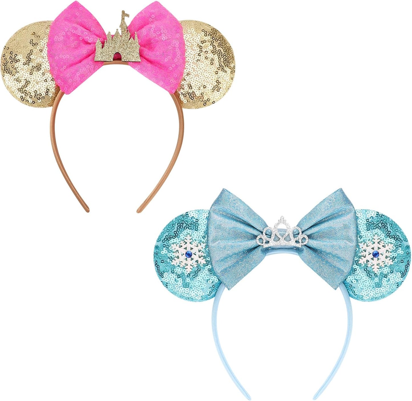 AQOKKA Mouse Ears Headband with Bow and Minnie Ears Hair Accessories for Women Girls Birthday Party Decoration