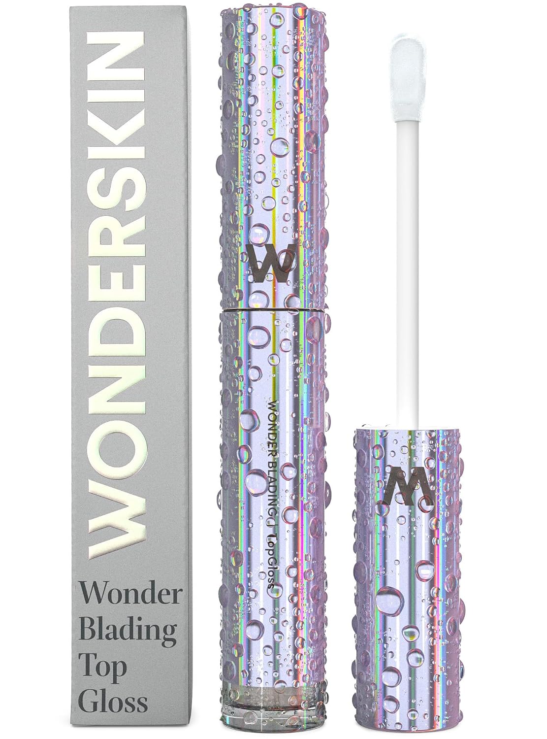 Brillo labial Wonderskin Blading Top Gloss, brillo labial de purpurina transparente, maquillaje labial hidratante y de alto brillo (brillo transparente)