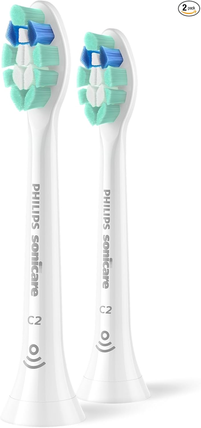 Philips Sonicare C2 Plaque Control - Cabezales de repuesto genuinos para cepillo de dientes eléctrico, Blanco, paquete de 3, HX9023/65