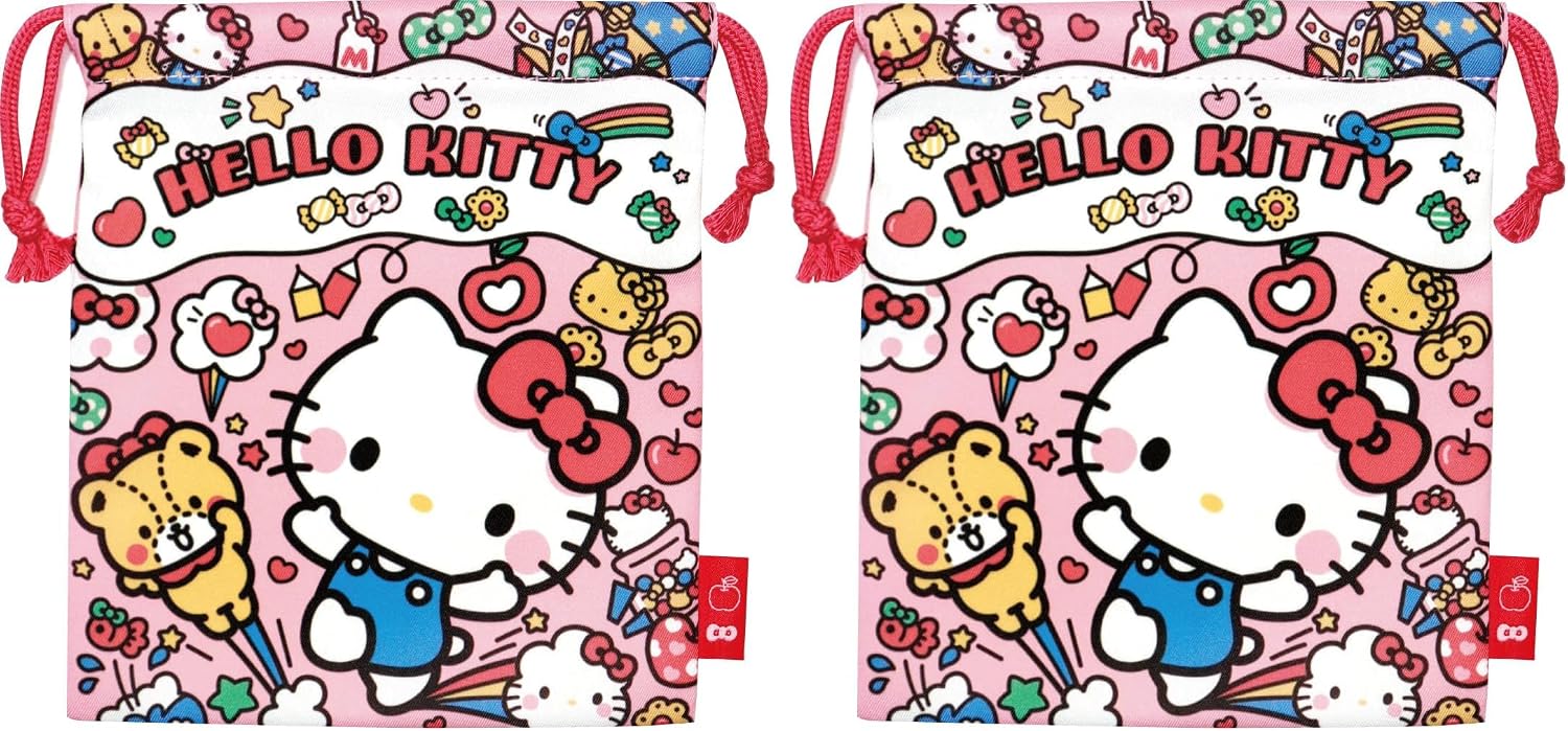 J's Planning Sanrio Drawstring Bag, Kuromi Trend, H8.3 x W7.1 inches (21 x 18 cm) FRK958
