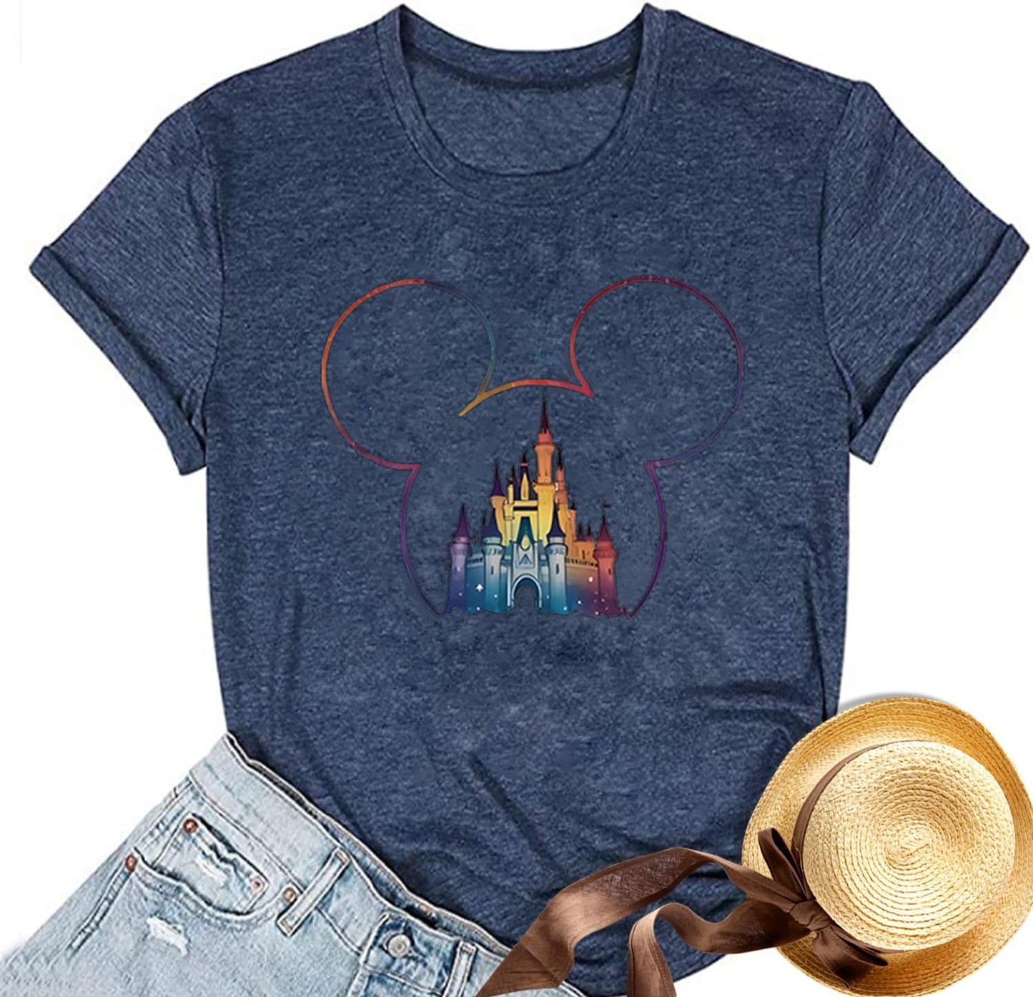 Camisa mágica para mujer, camiseta del Reino Mágico, camiseta gráfica de castillo, vacaciones familiares, tops de manga corta, tops casuales de verano