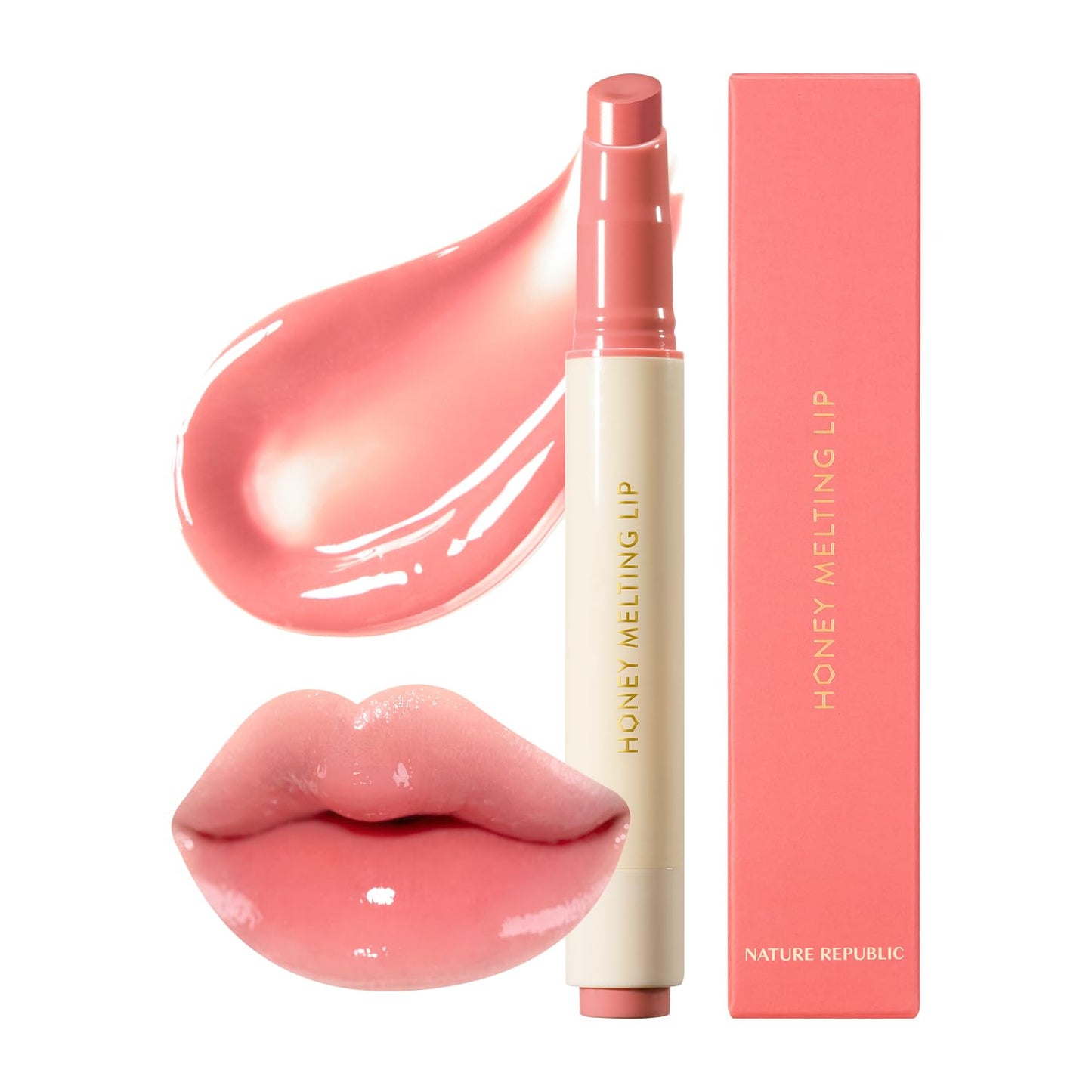 Nature Republic Labios de fusión de miel (03 BERRY) Palo de labios suave, brillo hidratante, bálsamos hidratantes, tinte transparente, brillo y acabado brillante, maquillaje coreano