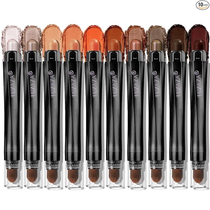 LUXAZA PRO Neutral Eyeshadow Stick Makeup 6PCS Set, Brown Nude Metallic Shimmer Matte Cream Eye Shadow Palette Eyeliner Brightener Pencil Crayon, Party Makeup - BROWN CANYON