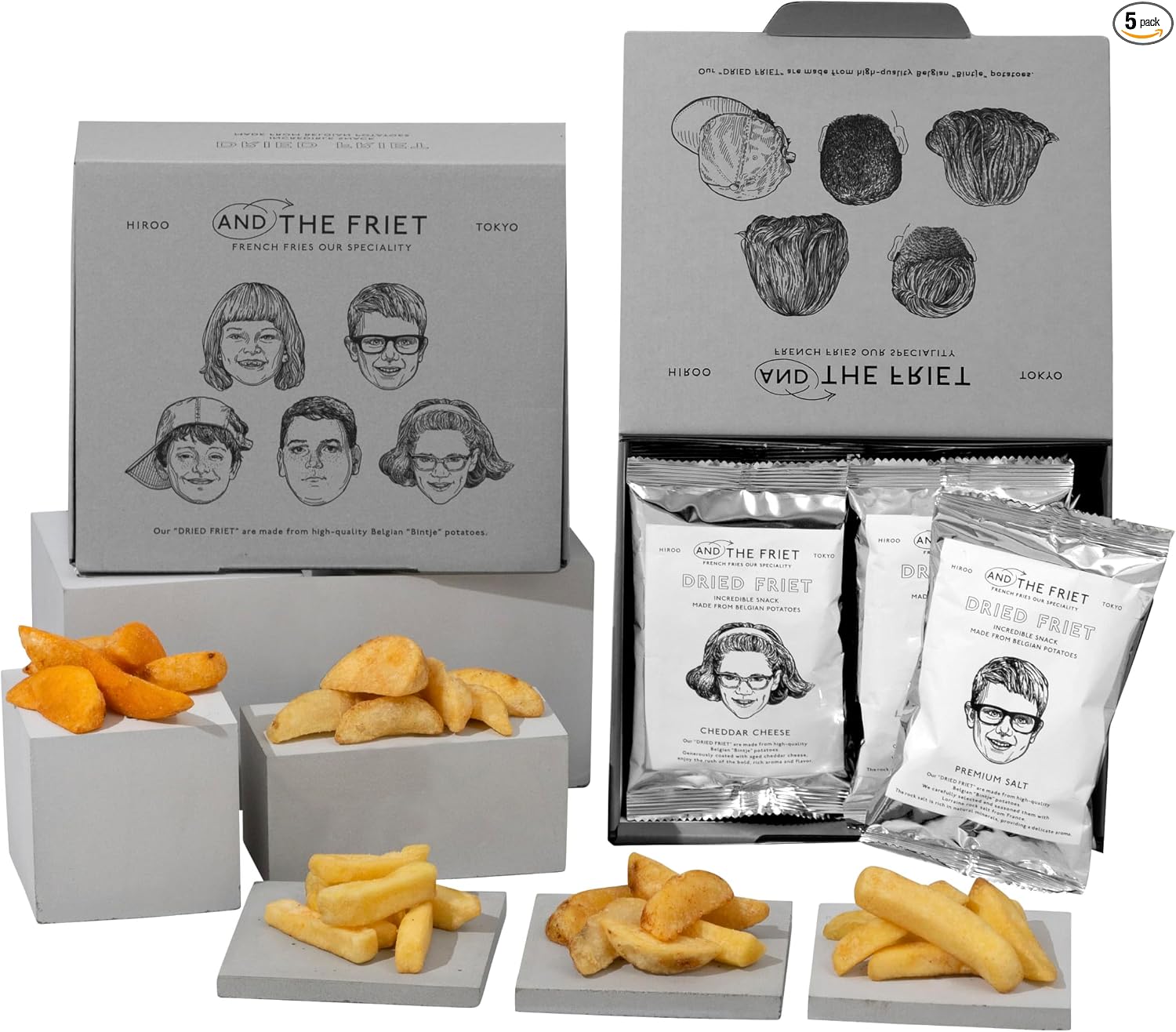 (Treat Yourself) AND THE FRIET Mini, Set of 5, Dry Friets, Snacks, Potatoes, Retirement, Tokyo Souvenir, Individually Wrapped, Souvenirs | Midway Sweets Housewarming Return Premium Potato Chips Assortment