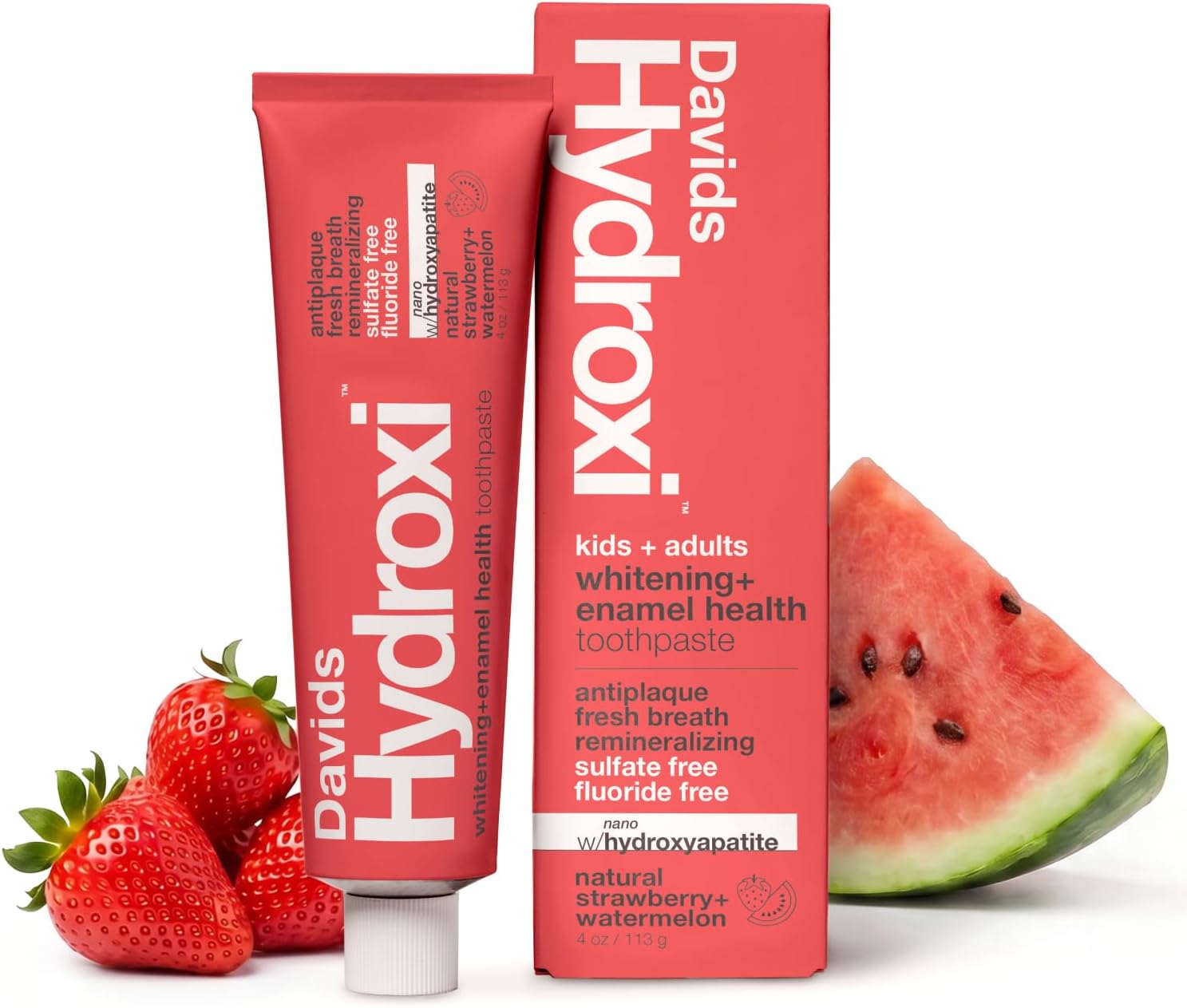 Davids Pasta de dientes sin flúor de hidroxi nano hidroxiapatita para remineralizar el esmalte y alivio de sensibilidad, blanqueamiento, antiplaca, sin SLS, menta natural, 4 onzas, fabricado en