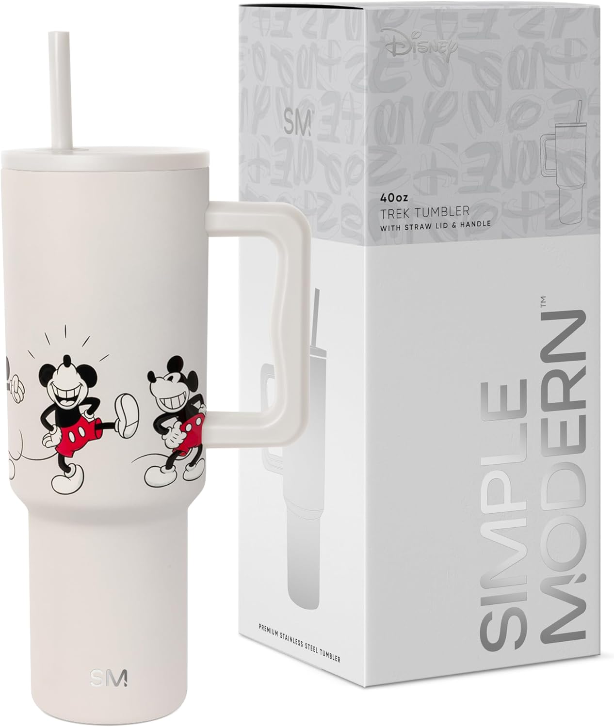 Simple Modern Disney Vaso de 40 oz con Asa y Tapa con Pajita | Botella de Agua de Acero Inoxidable Aislada Reutilizable Taza de Viaje | Regalos para Mujeres Hombres Él Ella | Colección Trek | 40oz |