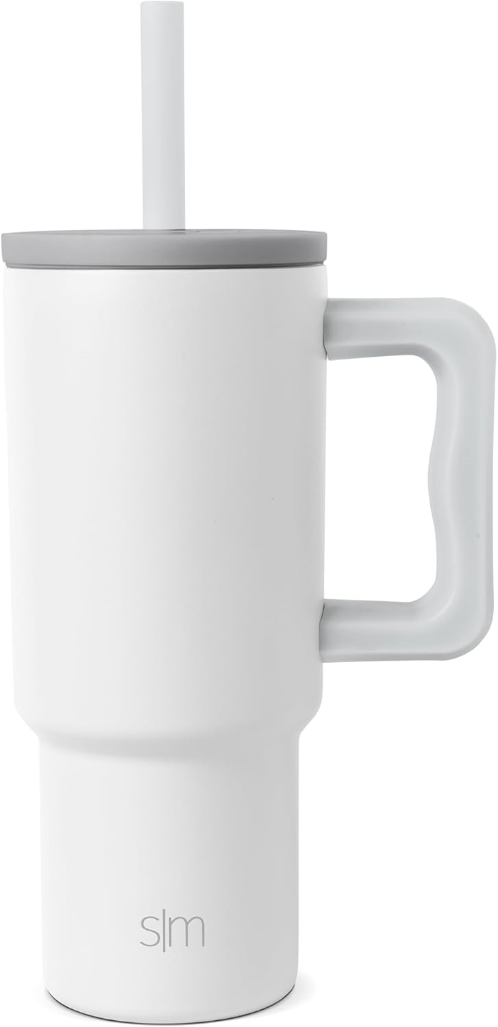 Simple Modern Disney Trek Kids - Vaso de acero inoxidable para niños y niñas, con asa y tapa con pajilla de silicona, resistente a derrames y fugas, reutilizable, Minnie Mouse en terrazo, 24 onzas