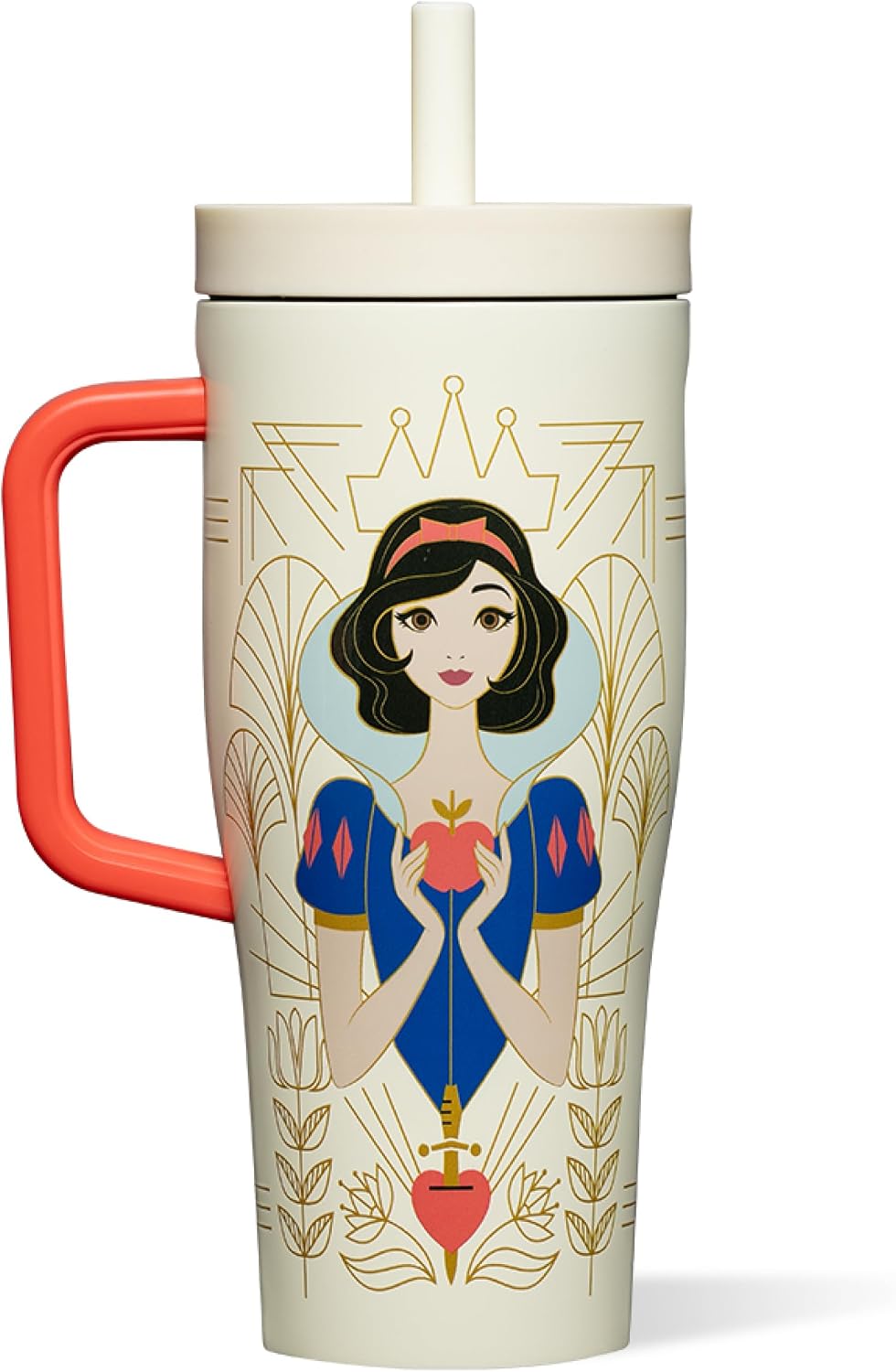 Corkcicle Cruiser - Vaso aislado con asa y pajilla, mantiene las bebidas frías 20 horas, triple aislamiento, regalo de verano, mantiene las bebidas heladas, 40 onzas, Princesa Ariel