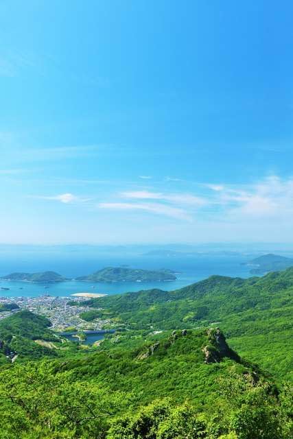 【日本の風景ポストカード】香川県小豆島 寒霞渓 青空の下の大パノラマ はがき お土産 ハガキ 撮影/YOSHIO IWASAWA