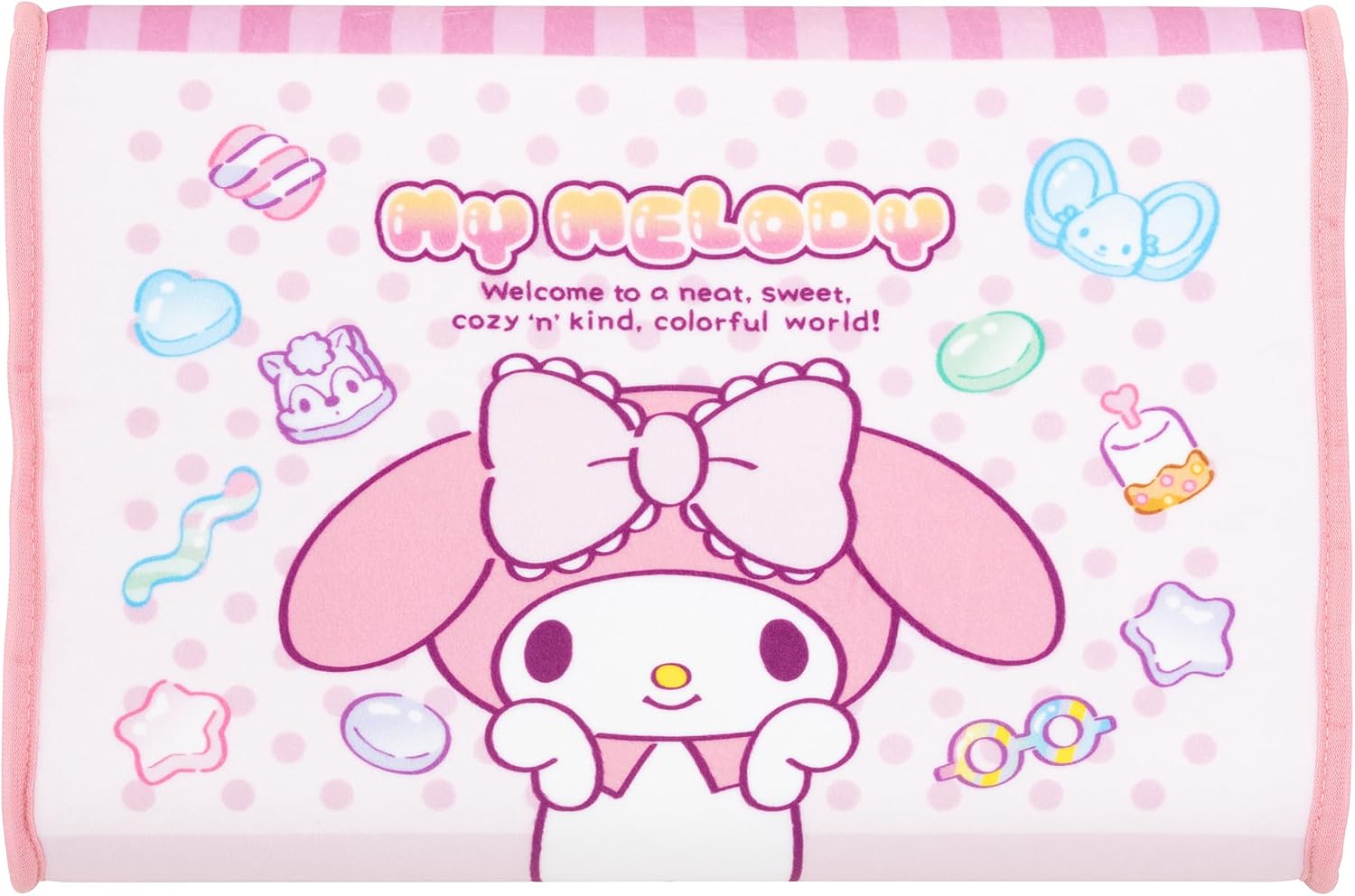 MORiPiLO Children's Pillow, Low Profile, My Melody and Kuromi, Sanrio Characters, Love Love Pink, Approximately 11 x 15.4 inches (28 x 39 cm), Skin-friendly 100% Cotton Fabric, Washable, Cover