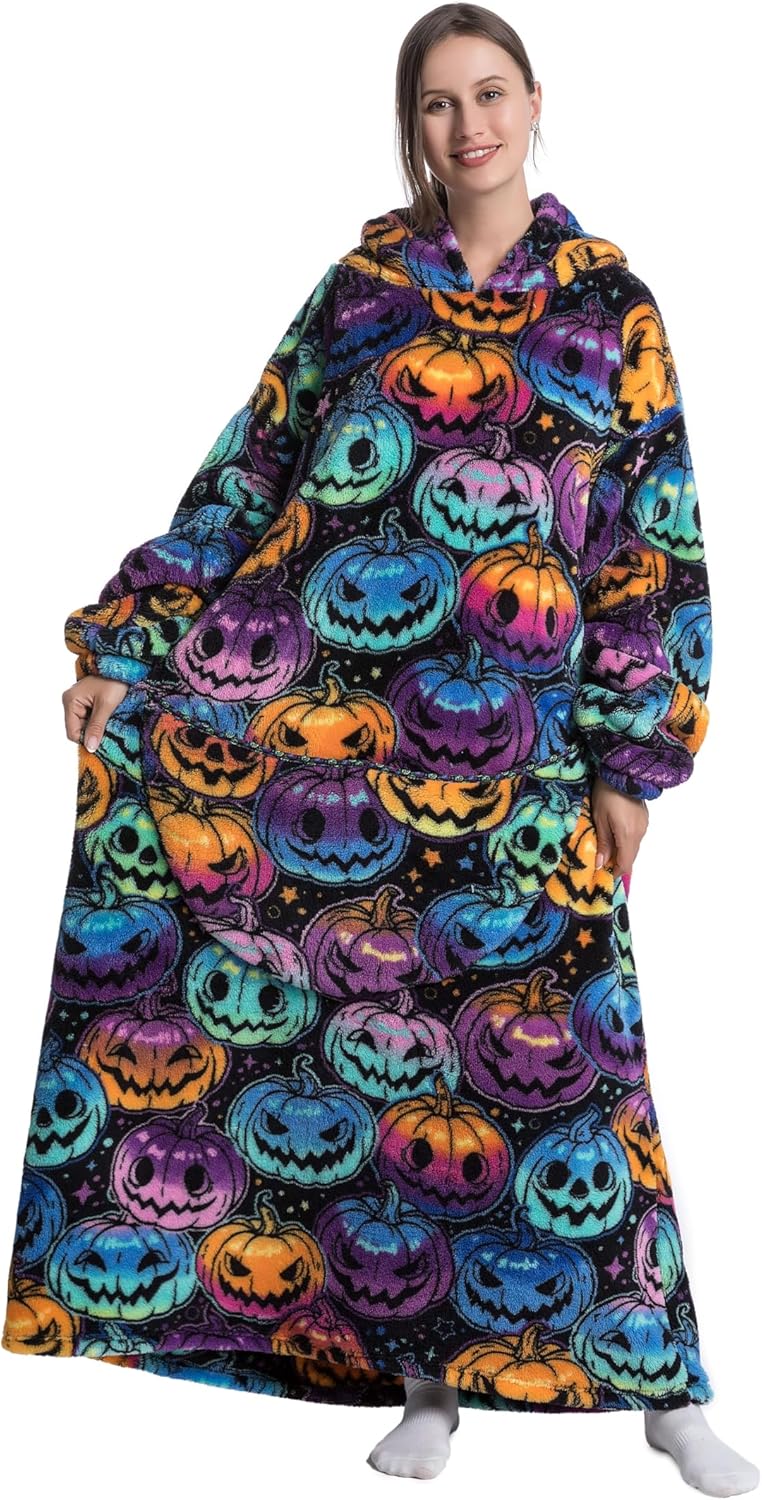 Capecage - Manta con capucha, sudadera con capucha larga como regalos de cumpleaños para mujeres y hombres, manta portátil larga para mujeres y hombres.
