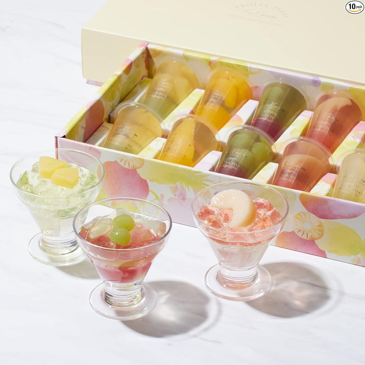 La Maison White Gold 2-Layer Fruit Jelly, Set of 10, Candy Sweets, Summer Gift, Assorted, Packaged, Individually Packaged, Room Temperature Storage, Gift