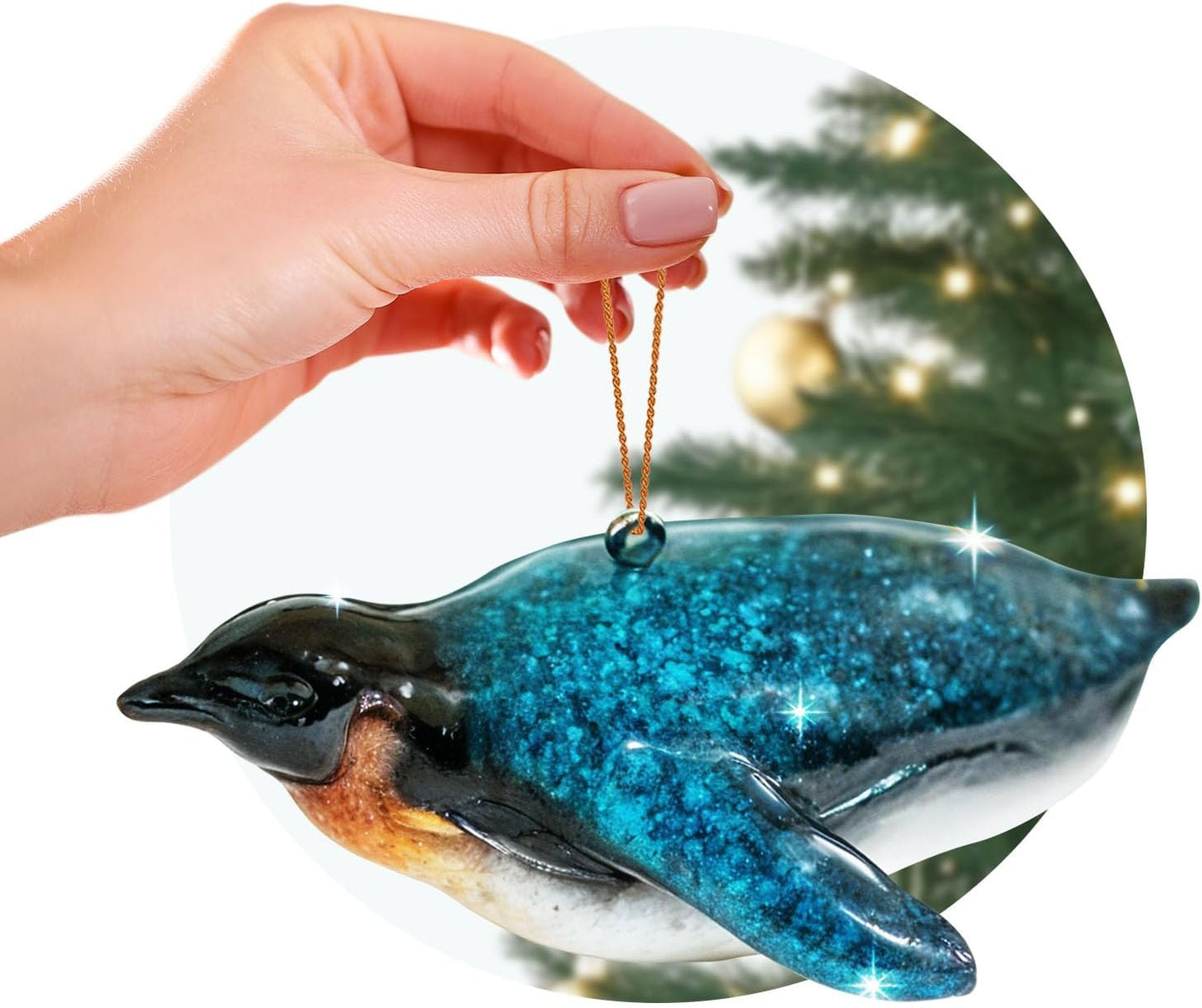 Adorno de tortuga marina azul, decoraciones navideñas pintadas a mano 2023, temática de playa, decoración del océano, adornos de árbol de Navidad, ideal para rellenar calcetines en embalaje de regalo rengöra
